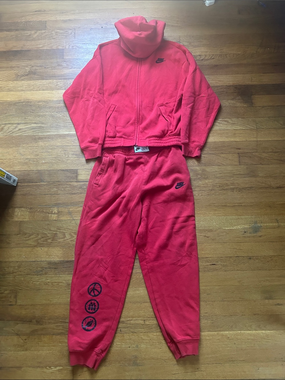 Nike Kids Red Fleece Zip Jacket and Jogger Pajama Set